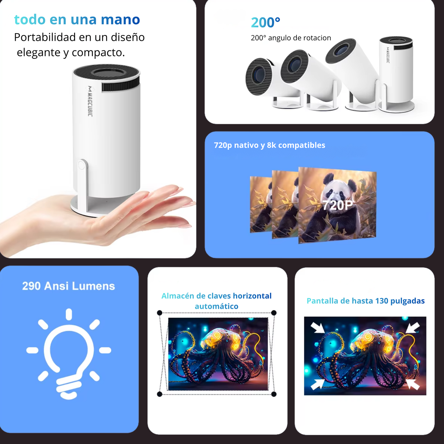 CineMax™ Proyector 8K Portátil Smart.