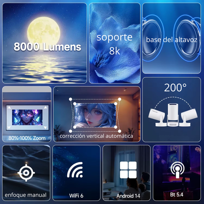 CineMax™ Proyector 8K Portátil Smart.
